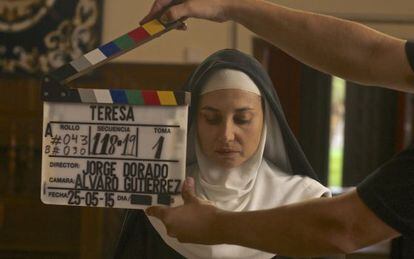 Marian Álvarez en el rodaje de 'Teresa'.