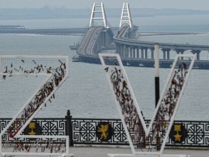 Vista general del puente de Crimea, que conecta la península ucrania ocupada con territorio ruso.
