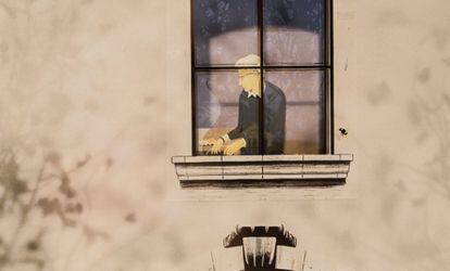 El personaje de Steve Martin, pintado por Laura Pérez para la cabecera de 'Solo asesinatos en el edificio'.
