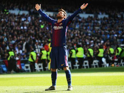 Messi celebra el segundo gol del Barcelona