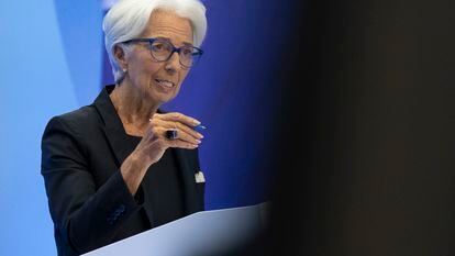 Christine Lagarde, presidenta del BCE, habla sobre la subida de los tipos de interés en la zona del euro, el pasado 21 de julio.