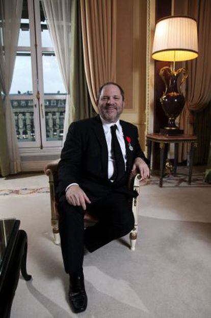 Harvey Weinstein, en marzo, fotografiado en el Elíseo, donde recibió de manos de Nicolas Sarkozy la condecoración de la Legión de Honor.