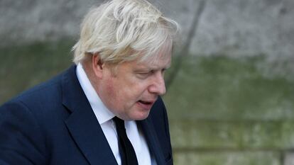 Boris Johnson se dirige este martes al funeral del diputado David Amess, en Westminster (Londres)