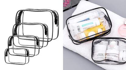 Neceser Transparente,Bolsa de Vuelo para Líquidos,Bolsas Portátil de  Maquillaje,Bolsas de Aseo Impermeable,Organizador de Viaje,Bolsa de