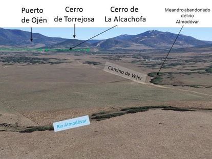 Vista del campo de batalla desde el lado del ejército visigodo, situado sobre el camino de Medina Sidonia.