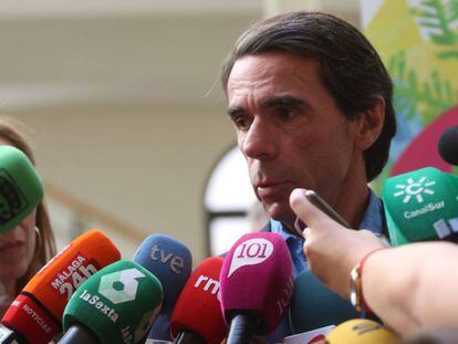 El expresidente del Gobierno José María Aznar en Málaga este miércoles.