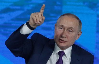 Putin, este viernes en su rueda de prensa anual en Moscú.