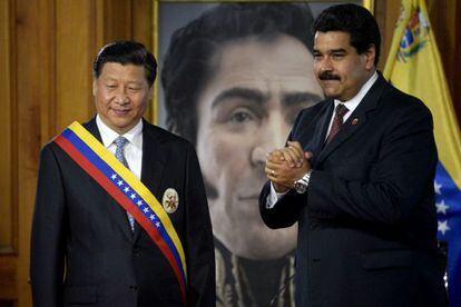 El presidente chino Xi con Nicol&aacute;s Maduro en Miraflores 