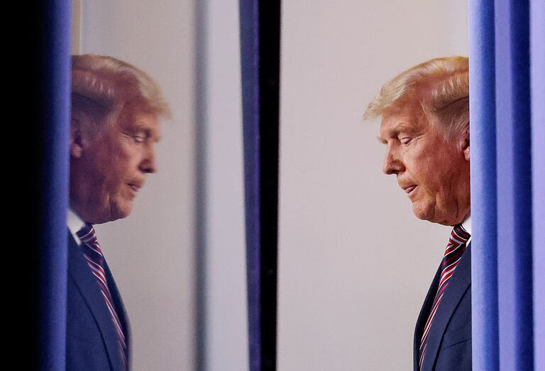 Donald Trump en la sala de prensa de la Casa Blanca este jueves.
