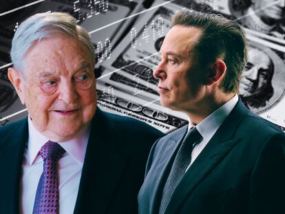 El inversor y filántropo húngaro-estadounidense George Soros y el empresario de origen sudafricano Elon Musk