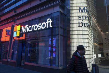 La entrada de una oficina de Microsoft en Nueva York.