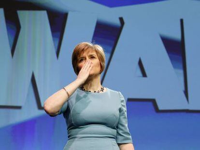La dirigente del SNP Sturgeon el viernes en el congreso del partido. 