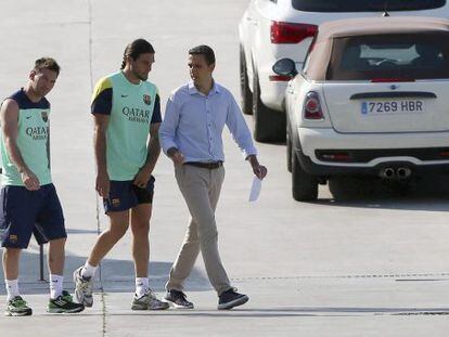 Messi y Pinto, hoy en las instalaciones del Barcelona.