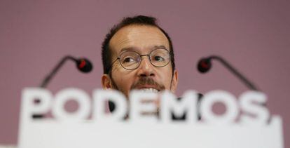 Pablo Echenique, este lunes tras la ejecutiva de Podemos.