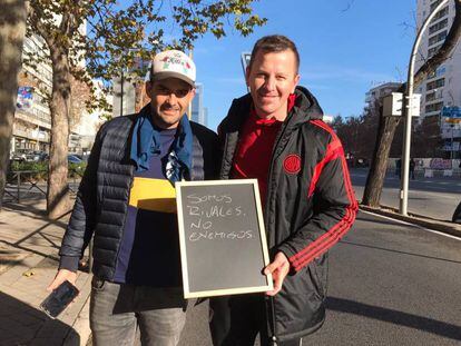 Pablo y Pablo, "rivales, no enemigos" y amigos desde los cuatro años. En las 'fan zones' han tenido que separarse antes de ver juntos el partido.