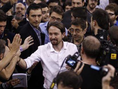 Pablo Iglesias en la asamblea de Podemos.