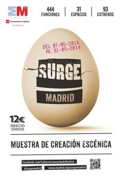 Cartel del festival de teatro Surge de Madrid, con 93 estrenos.