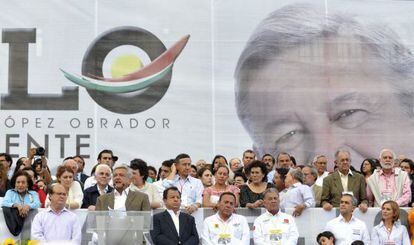 El candidato a la presidencia de M&eacute;xico, Andr&eacute;s Manuel L&oacute;pez Obrador, durante su cierre de campa&ntilde;a.
