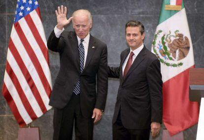 El vicepresidente Joe Biden y el presidente Enrique Pe&ntilde;a Nieto.