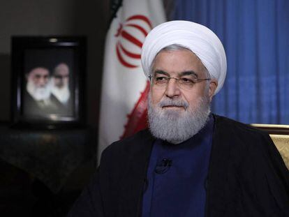 El presidente de Irán, Hassan Rohaní, durante una alocución televisiva el pasado lunes día 6.