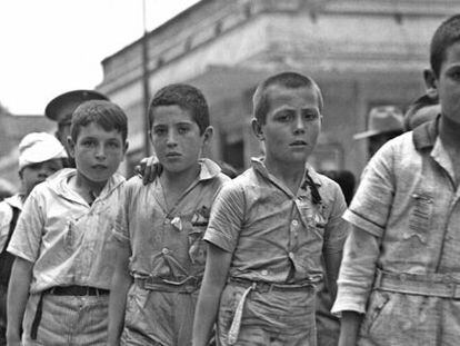 Un grupo de niños españoles refugiados en Veracruz.