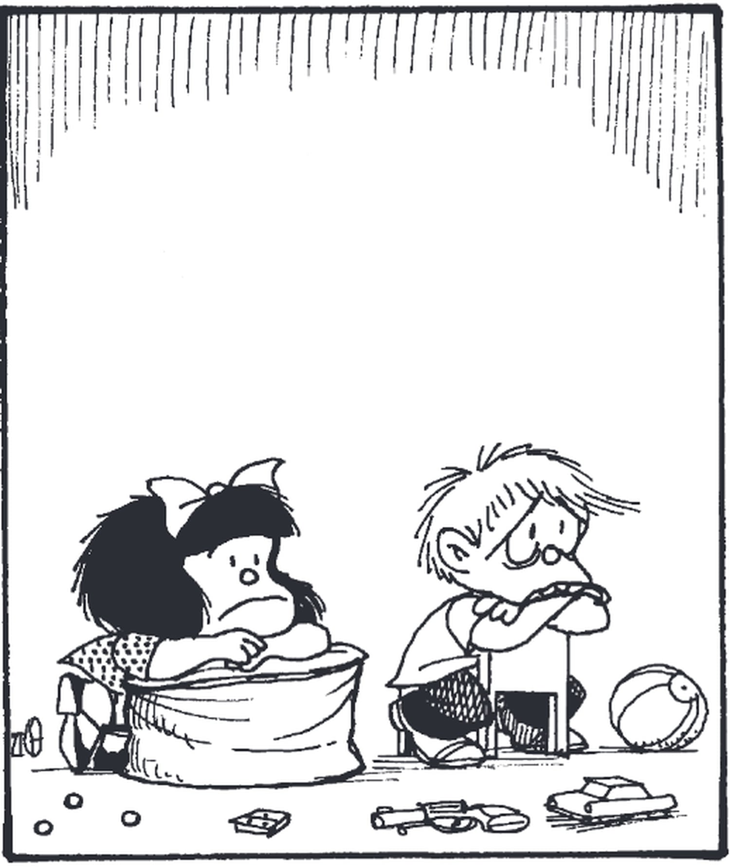 Viñeta de Mafalda y Felipe de 'El amor según Mafalda', de Quino, publicado en Lumen Gráfica.
