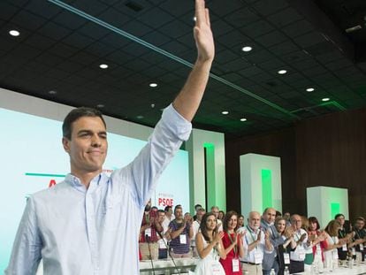 El secretario general del PSOE, Pedro S&aacute;nchez, durante la clausura del XIII Congreso Regional del PSOE de Andaluc&iacute;a.