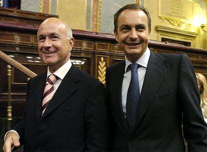 Josep Antoni Duran (a la izquierda) y José Luis Rodríguez Zapatero, en el Congreso.