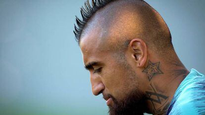 Arturo Vidal, durante un entrenamiento de la semana pasada.