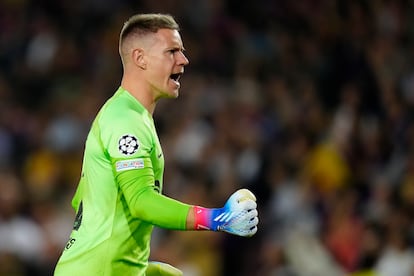 Ter Stegen, durante el partido de la Liga de Campeones ante el Inter, el pasado miércoles en el Camp Nou.