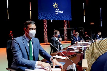 Pedro Sánchez, durante la cumbre social de la UE en Oporto.