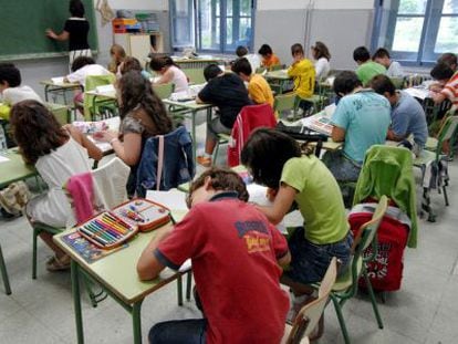 Imagen de una clase del colegio Miguel de Cervantes Saavedra de Almagro (Ciudad Real). 