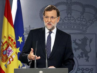 Mariano Rajoy, en su declaración institucional contra el acuerdo soberanista en Cataluña.