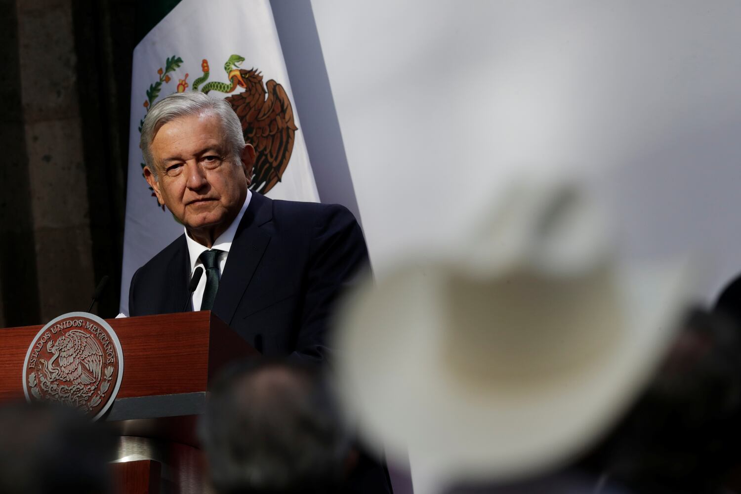 El presidente de México, Andrés Manuel López Obrador, pronuncia su segundo discurso sobre el estado de la unión en el Palacio Nacional en la Ciudad de México, México, el 1 de septiembre de 2020.