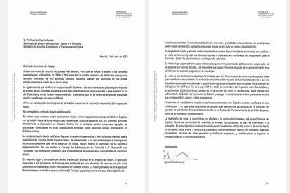 Respuesta de Ferrovial a la carta enviada por el Gobierno el 10 de abril.