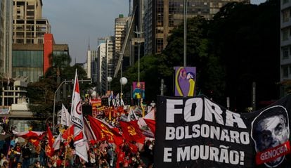 Una protesta contra el presidente de Brasil, Jair Bolsonaro, el pasado 3 de julio en Brasilia.