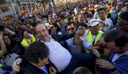 Miquel Iceta en una manifestaci&oacute; a favor de la unitat d&#039;Espanya.