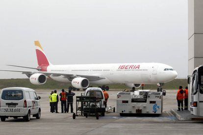 Un avió de l'aerolínia espanyola Iberia.