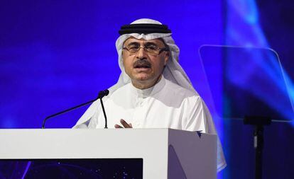Amin Nasser, consejero delegado de Aramco, este jueves durante el Congreso Mundial de la Energía que se celebra en Abu Dhabi (Emiratos Árabes Unidos).