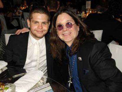 Jack Osbourne y Ozzy Osbourne en la fiesta anual de la Fundación Elton John de 2007.
