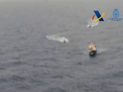 Abordaje del pesquero Eiskos al sur de Almería con diez toneladas de hachís a bordo.
