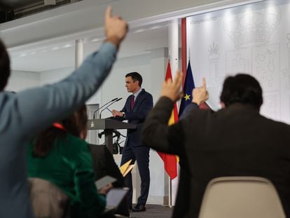 El presidente del Gobierno, Pedro Sánchez, este miércoles en la presentación del informe de rendición de cuentas de 2021.