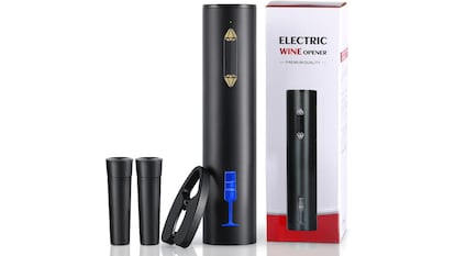 Pack de sacacorchos de vino eléctrico, cortador de aluminio y dos tapones de vacío.