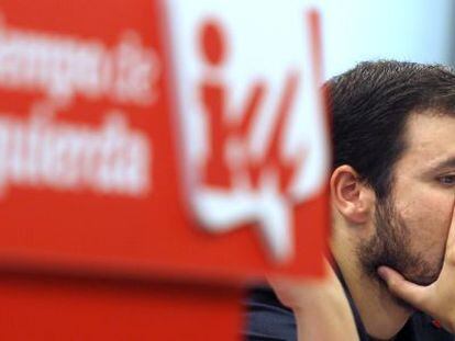 Alberto Garz&oacute;n, durante la reuni&oacute;n del Consejo Pol&iacute;tico de IU el pasado domingo.