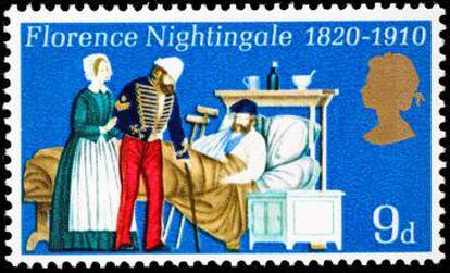 Sello británico de 1970 en honor de Florence Nightingale.