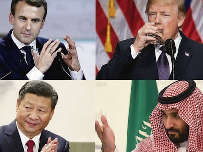 El presidente franc&eacute;s, Emmanuel Macron; el de Estados Unidos, Donald Trump;el l&iacute;der chino, Xi Jinping,y el pr&iacute;ncipe heredero de Arabia Saud&iacute;, Mohamed bin Salm&aacute;n, han sido algunos de los protagonistas internacionales del a&ntilde;o 2017.