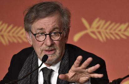 Spielberg, en la rueda de prensa de 'Mi amigo el gigante'.