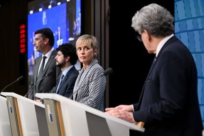 Imagen de una rueda de prensa celebrada el pasado día 7, con Carme Artigas y Thierry Breton.