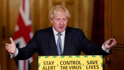 Boris Johnson, el pasado viernes durante una rueda de prensa en Downing Street.