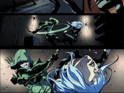 Una vi&ntilde;eta de Jorge Jim&eacute;nez para &#039;Green Arrow&#039;. 